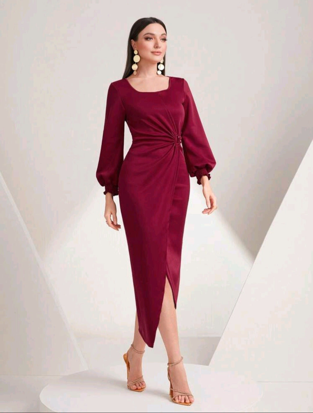 Birdie Twist Front Midi Dress