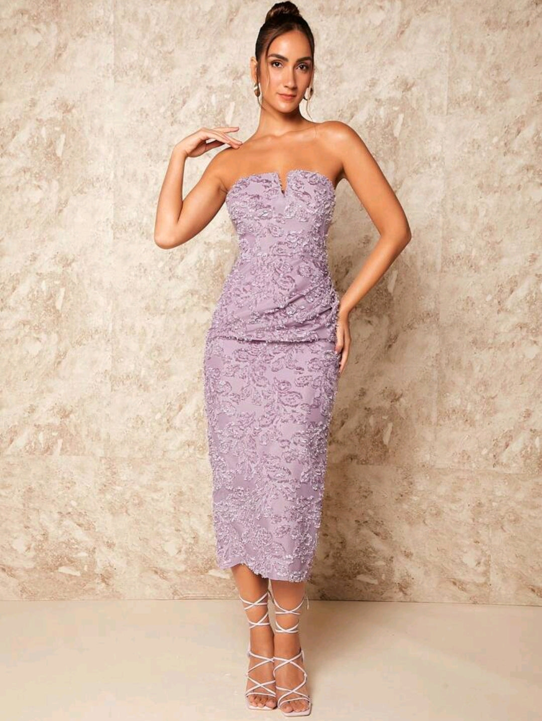 Floral Jacquard Tube Bodycon Dress