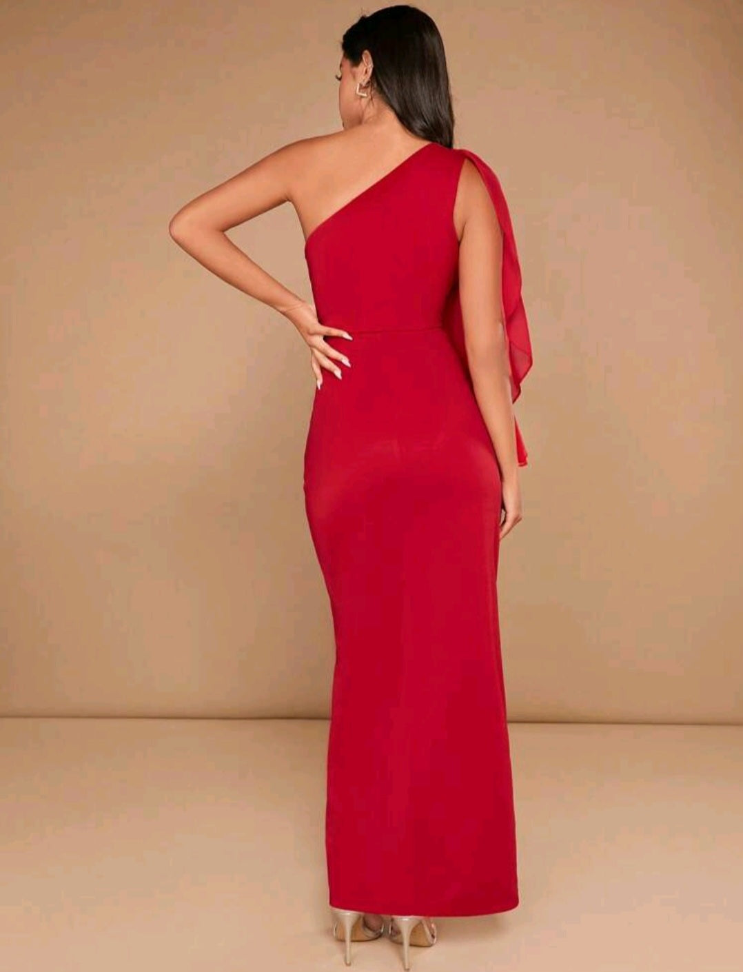 One Shoulder Split Thigh Dress
