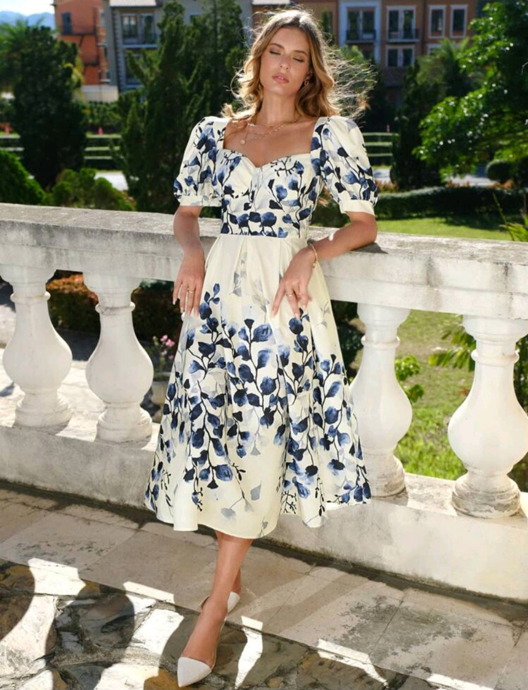 Floral Print Puff Sleeve Dress