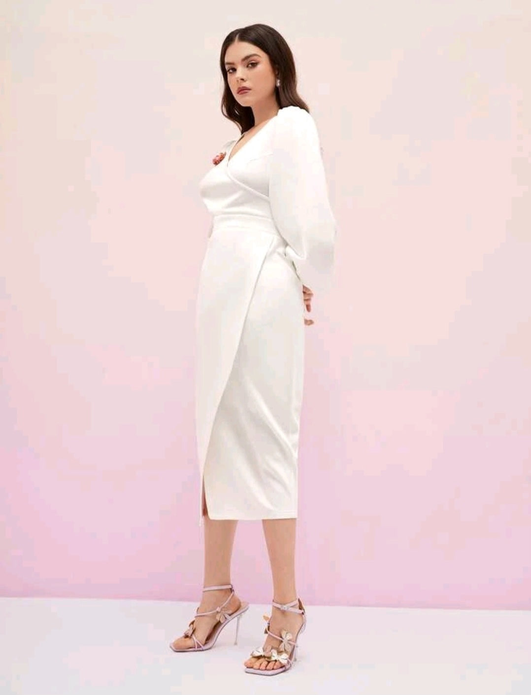 Cordelia Wrap Hem Dress - White