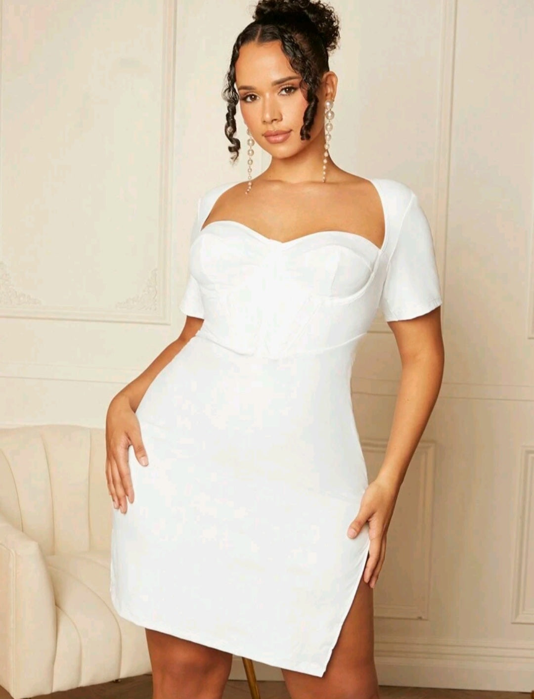 Milly Sweetheart Neck Split Hem Bustier Dress