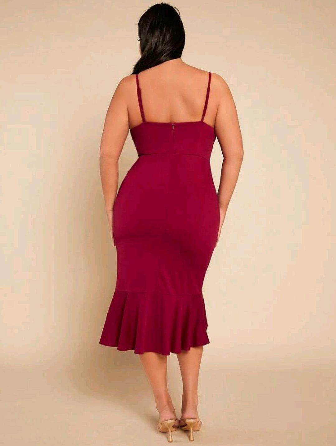 Ruched Ruffle Hem Cami Dress