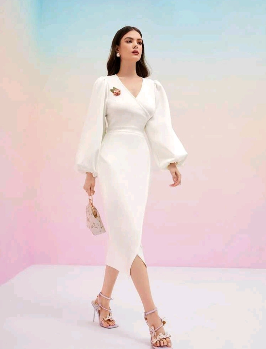 Cordelia Wrap Hem Dress - White
