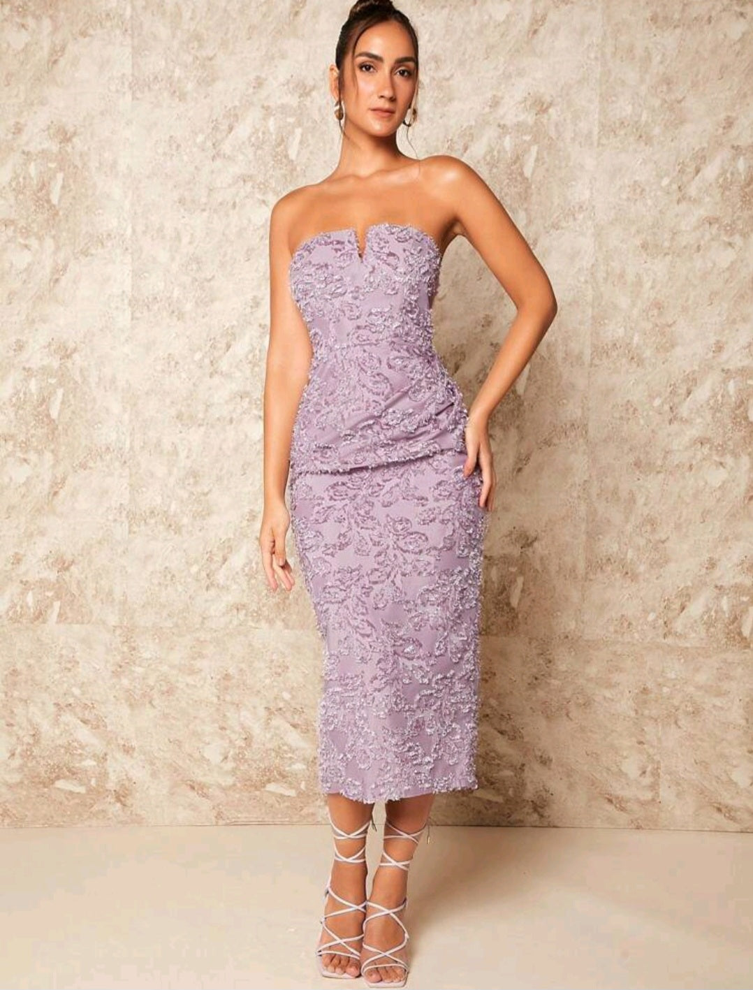 Floral Jacquard Tube Bodycon Dress