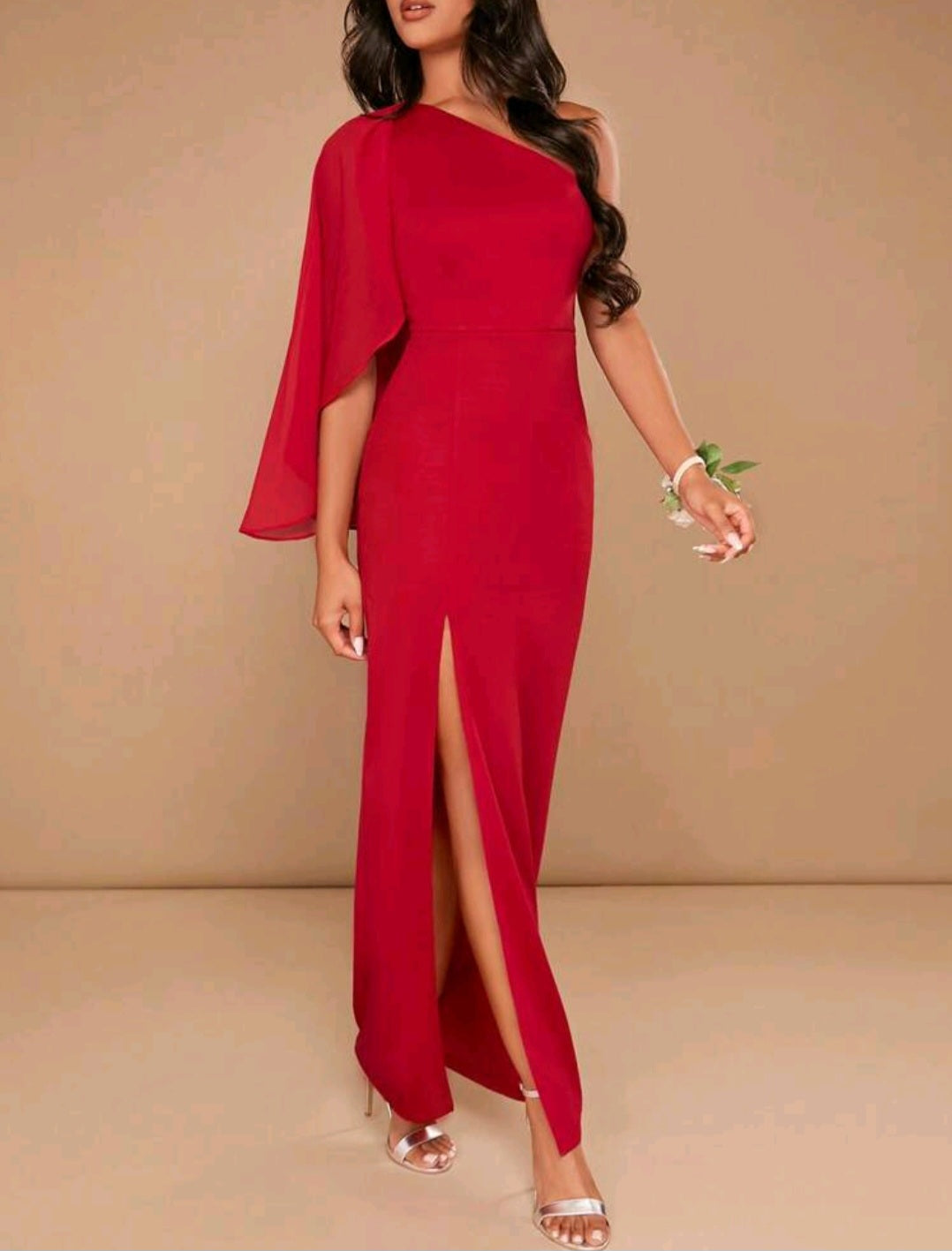 One Shoulder Split Thigh Dress