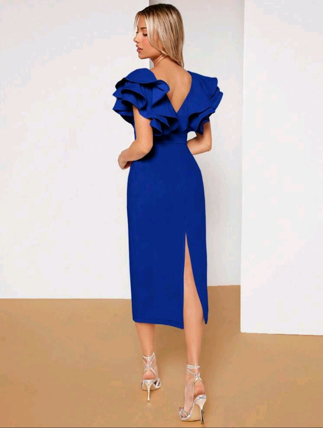 Isabella Ruffle Dress - Royal Blue