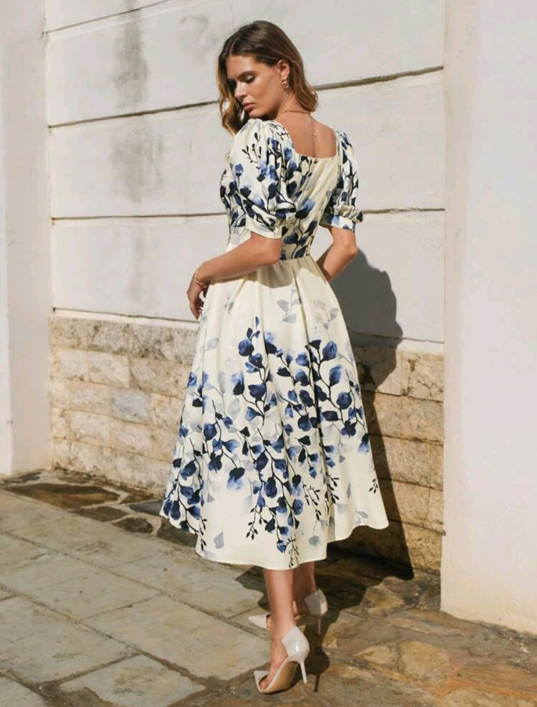 Floral Print Puff Sleeve Dress