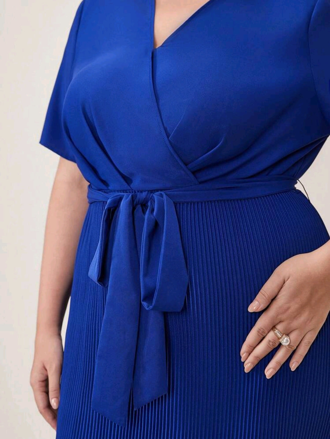 Abigail Pleated Hem Dress - Royal Blue