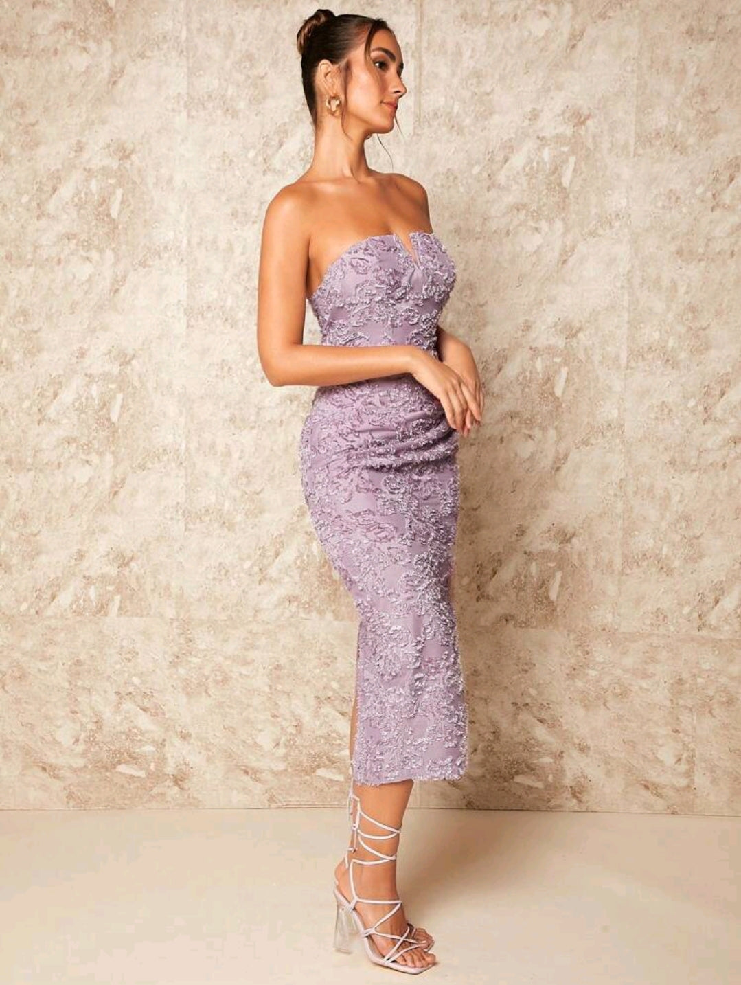 Floral Jacquard Tube Bodycon Dress