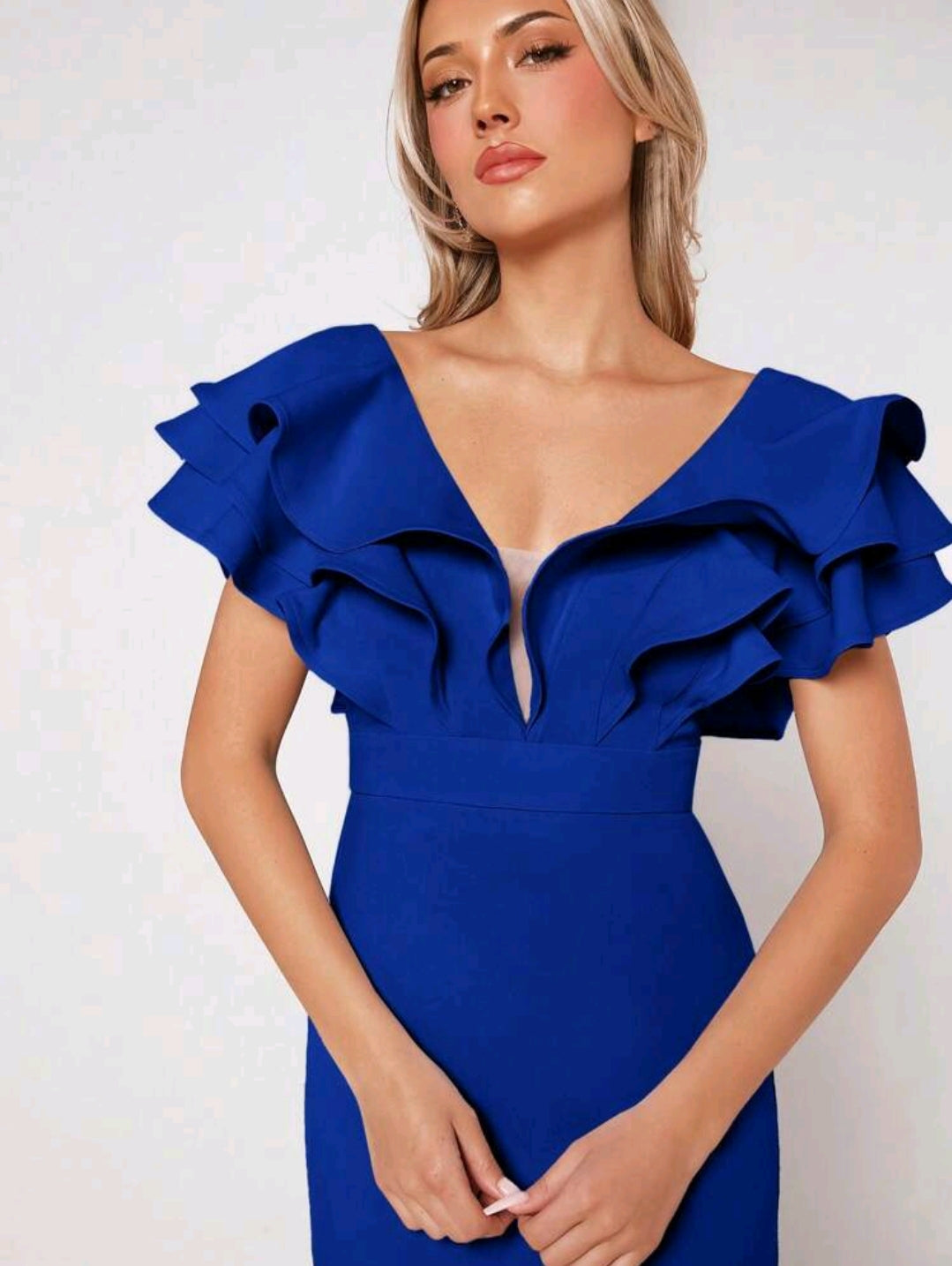 Isabella Ruffle Dress - Royal Blue