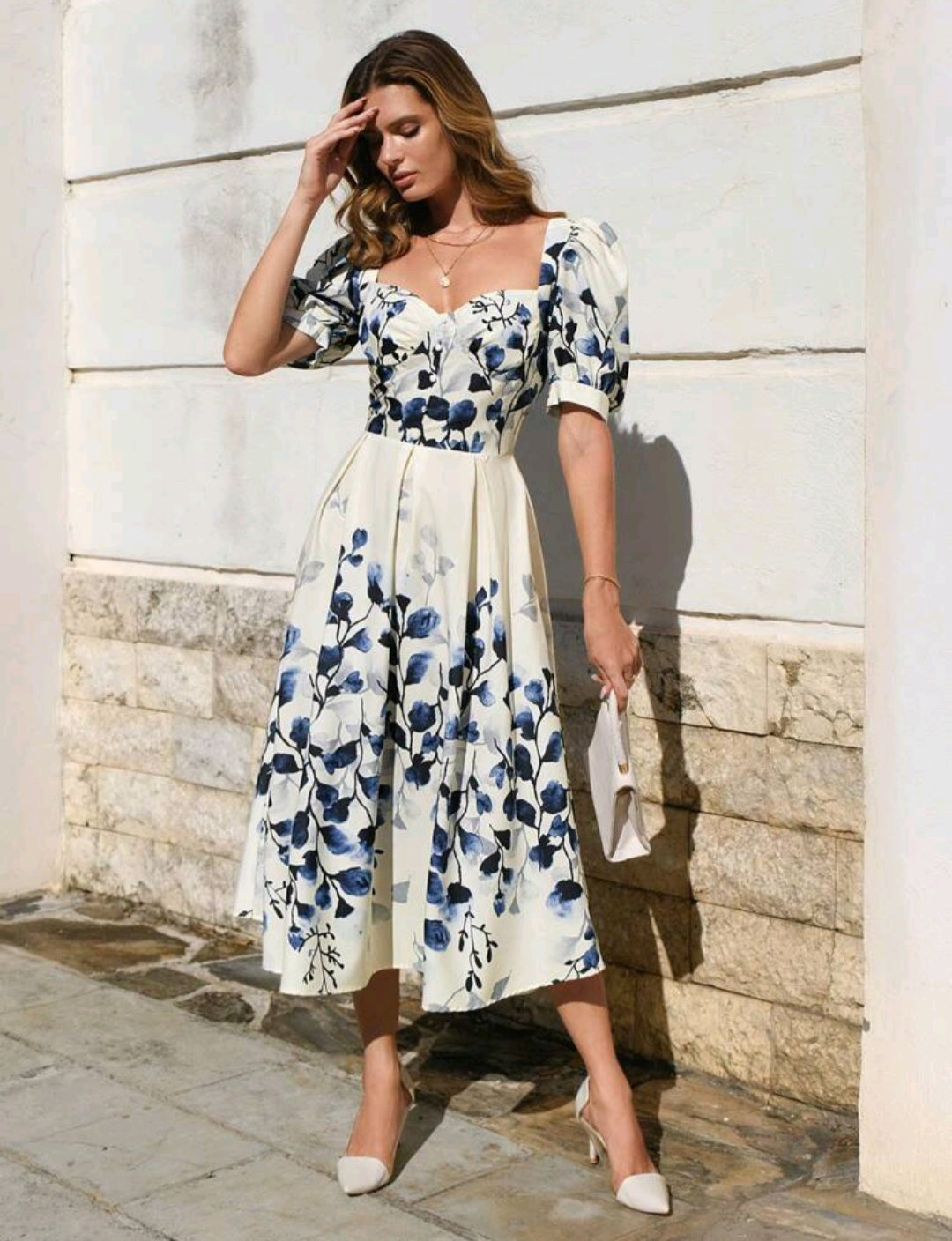 Floral Print Puff Sleeve Dress