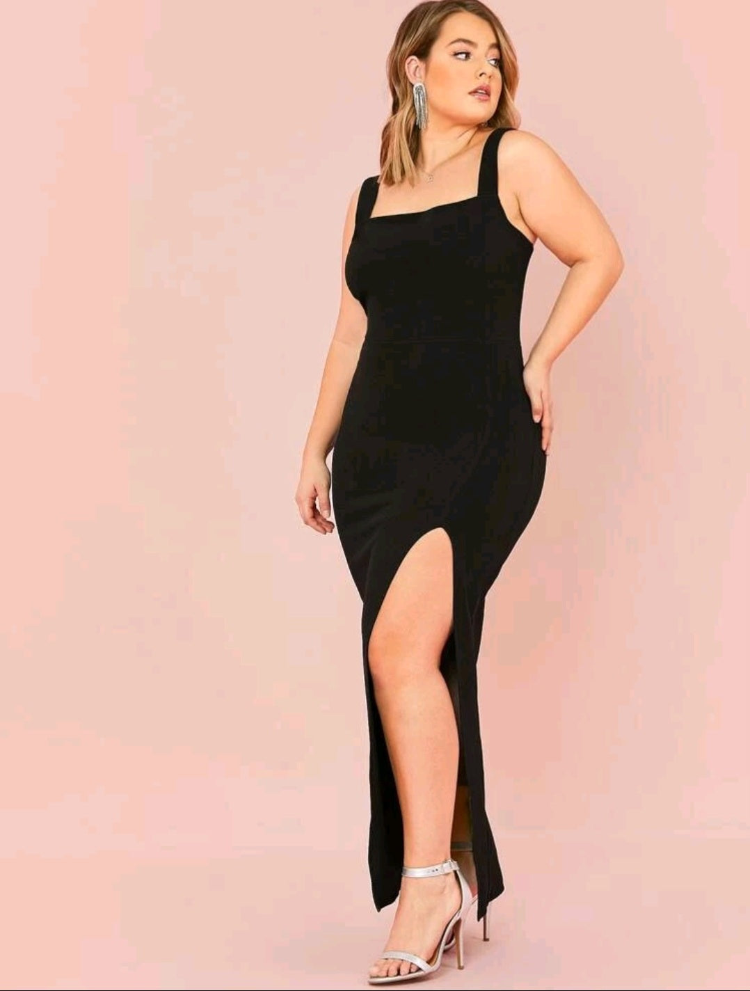 Split Thigh Solid Maxi Dress
