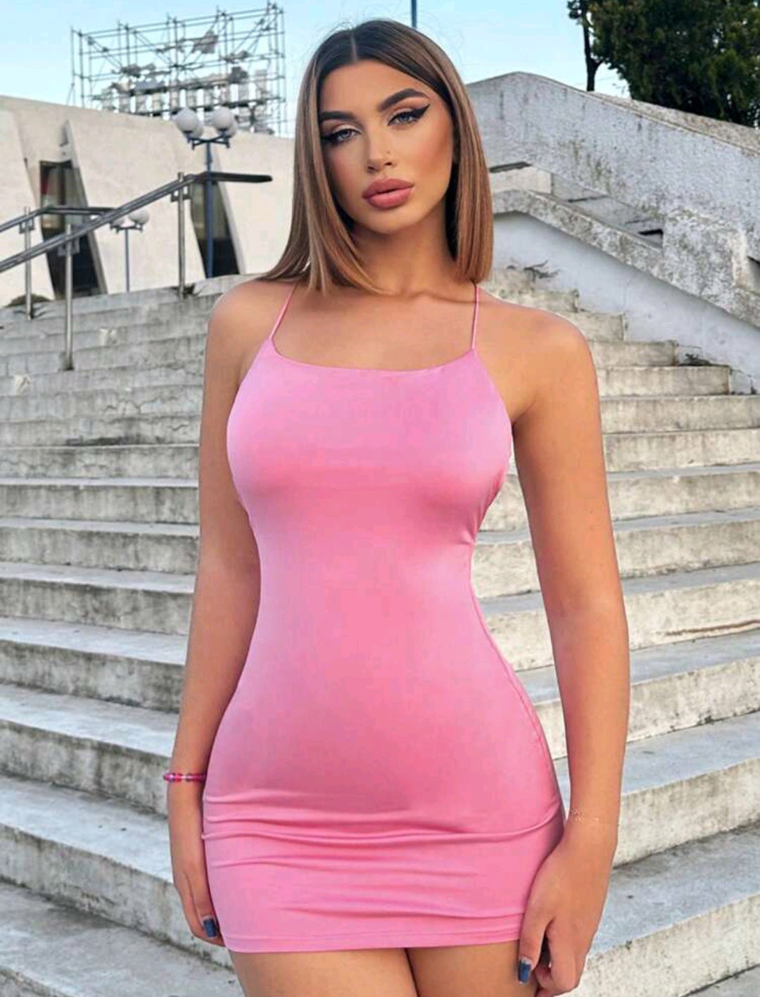 Crisscross Backless Cami Bodycon Dress