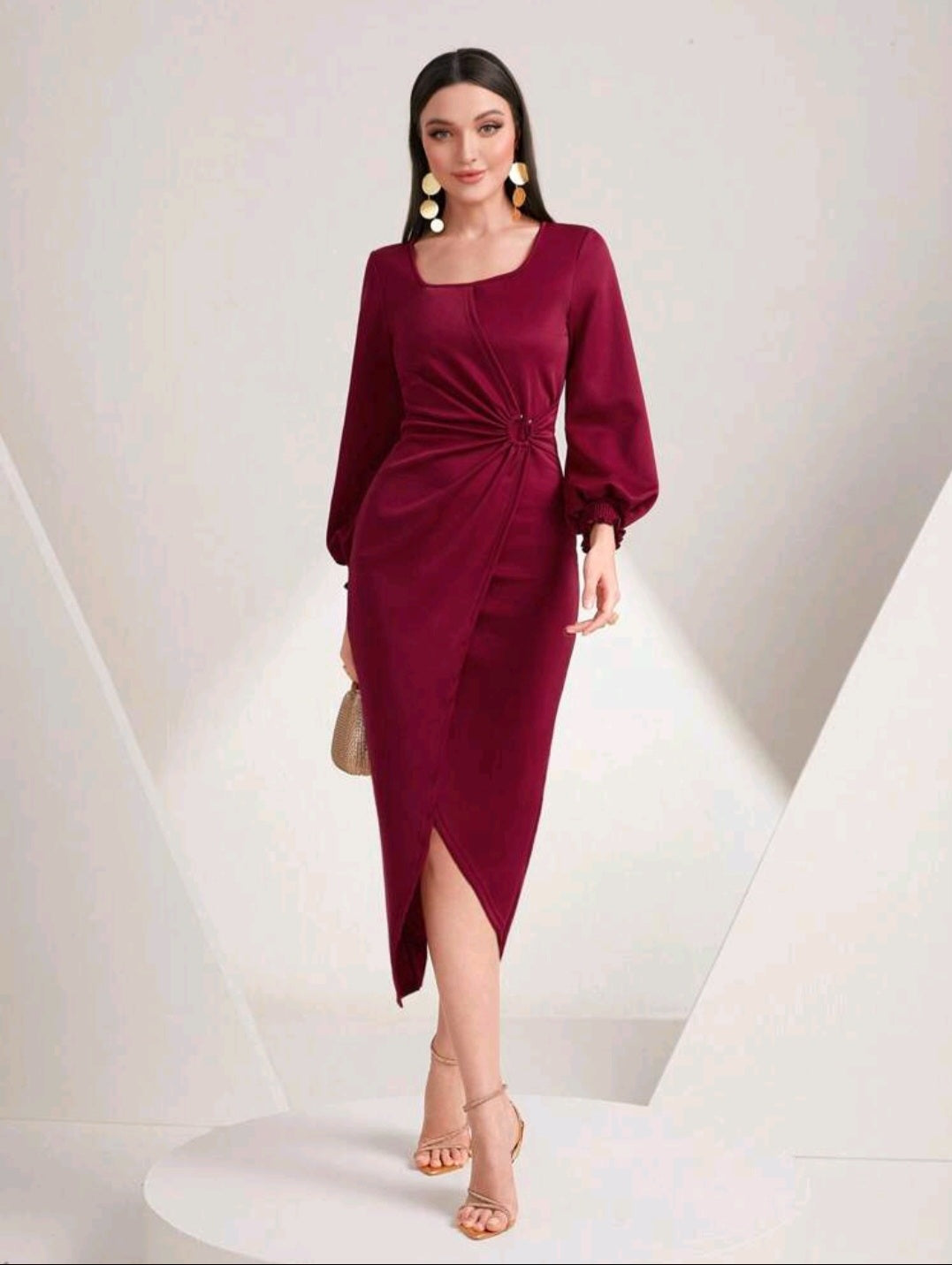 Birdie Twist Front Midi Dress
