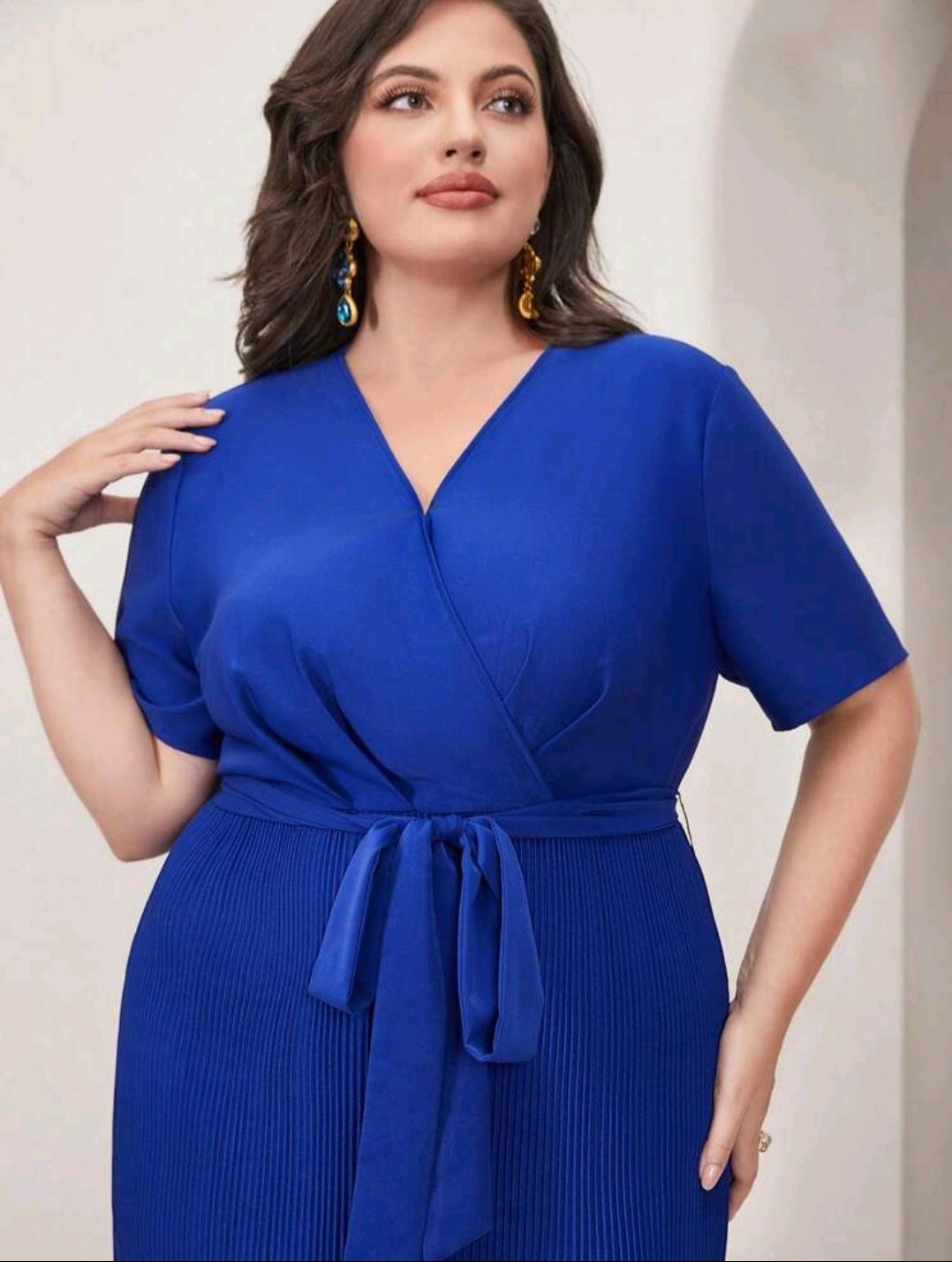 Abigail Pleated Hem Dress - Royal Blue