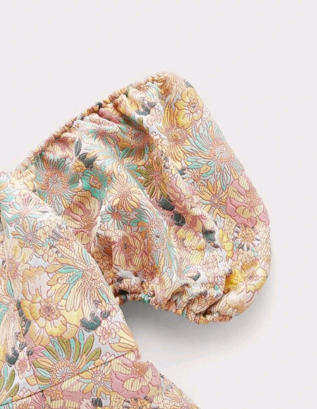 Allover Floral Print Square Neck Puff Sleeve Dress