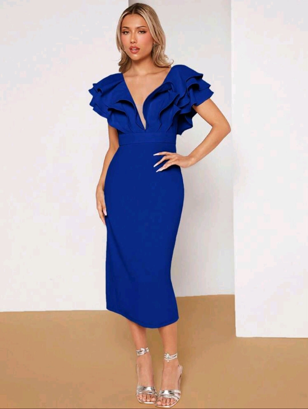 Isabella Ruffle Dress - Royal Blue