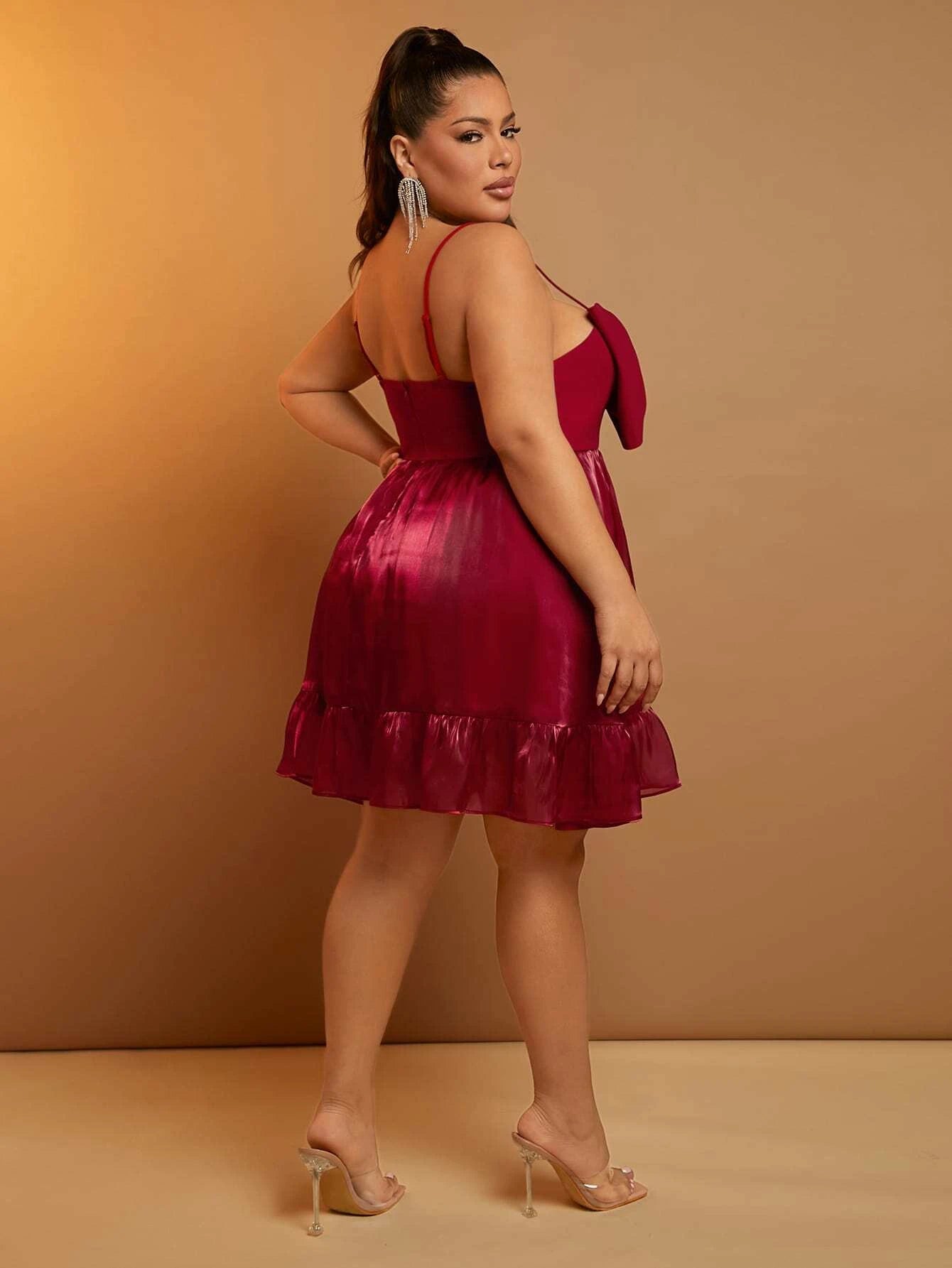 Amrene Big Bow Dress - Burgundy
