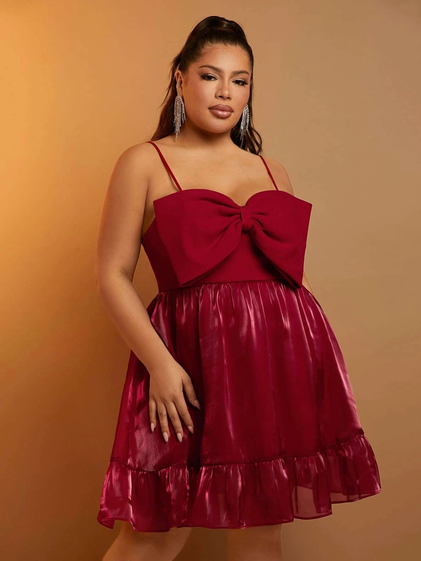 Amrene Big Bow Dress - Burgundy