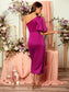 Victoria One Shoulder Puff Sleeve Dress - Red Violet