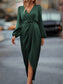 Miuccia Twist Front Satin Dress - Dark Green