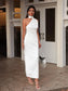 Lydia Asymmetrical Satin Dress - White