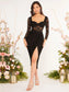Leona Lace Bodice Split Thigh Dress - Black