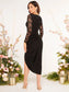 Leona Lace Bodice Split Thigh Dress - Black
