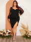 Mikaela Lace Sleeve Dress - Black