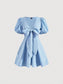 Coco Tie Front Puff Sleeve Dress