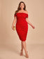 Lana Off Shoulder Midi Dress - Red
