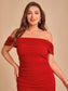 Lana Off Shoulder Midi Dress - Red
