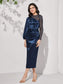 Vella Midi Satin Dress - Navy