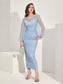 Claire Contrast Mesh Midi Dress