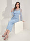 Claire Contrast Mesh Midi Dress
