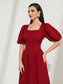 Aurora Puff Sleeve Top & Skirt - Burgundy