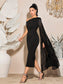 Elizabeth Pearls Beaded Midi Dress - Black