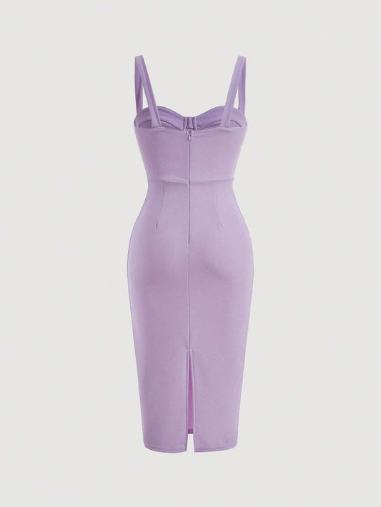 Lavender Bustier Midi Dress