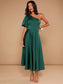 Eden One Shoulder Puff Sleeve Satin Dress