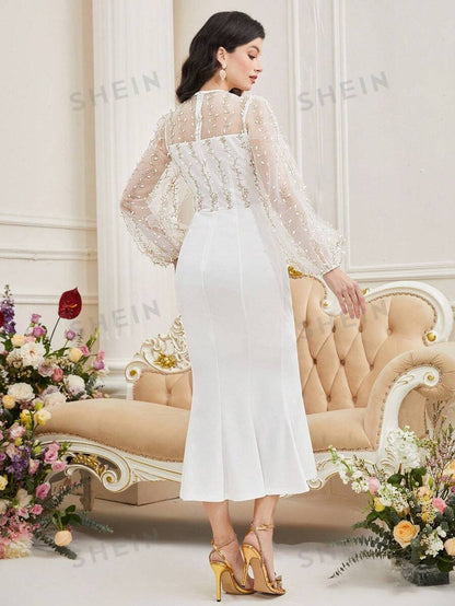 Mila Floral Midi Dress - White