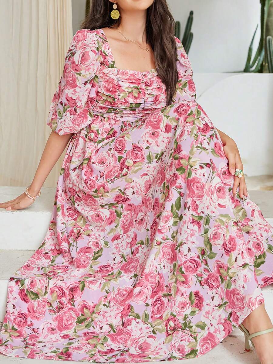 Zoé Floral Pleated Midi Dress