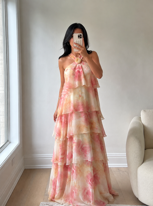 Victoria Floral Ruffle Maxi Dress