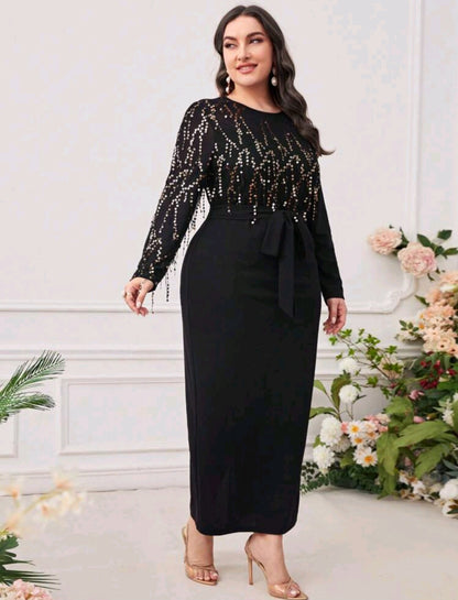 Catarina Sequin Belted Dress