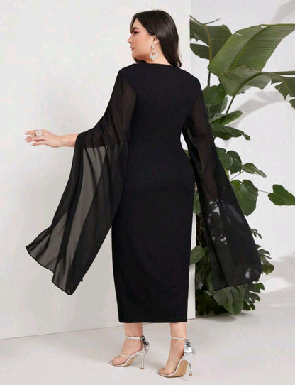 Kelly Twist Front Split Sleeve Midi Dress