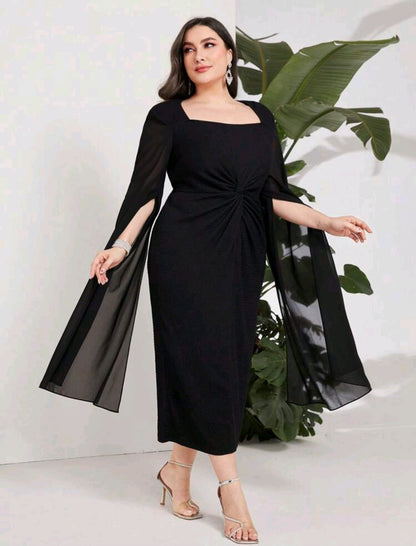 Kelly Twist Front Split Sleeve Midi Dress