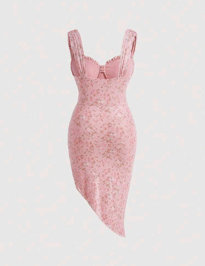 Harper Ditsy Floral Asymmetrical Dress