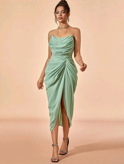 Betty Chiffon Corset Midi Dress - Mint Green
