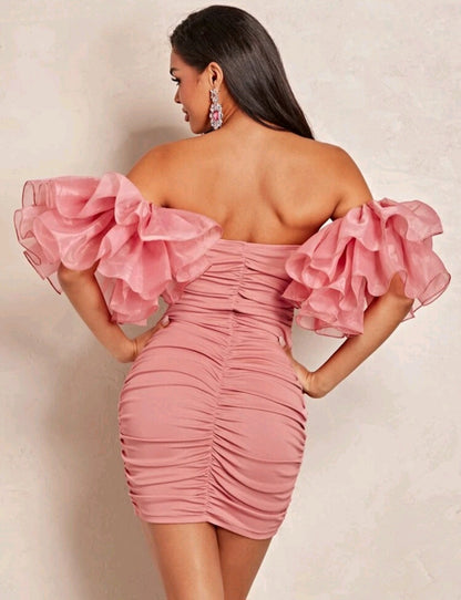 Payton Off Shoulder Exaggerated Ruffle Mini Dress