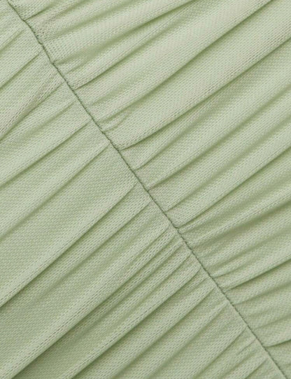 Eva Off Shoulder Ruched Split Thigh Mesh Dress - Mint Green